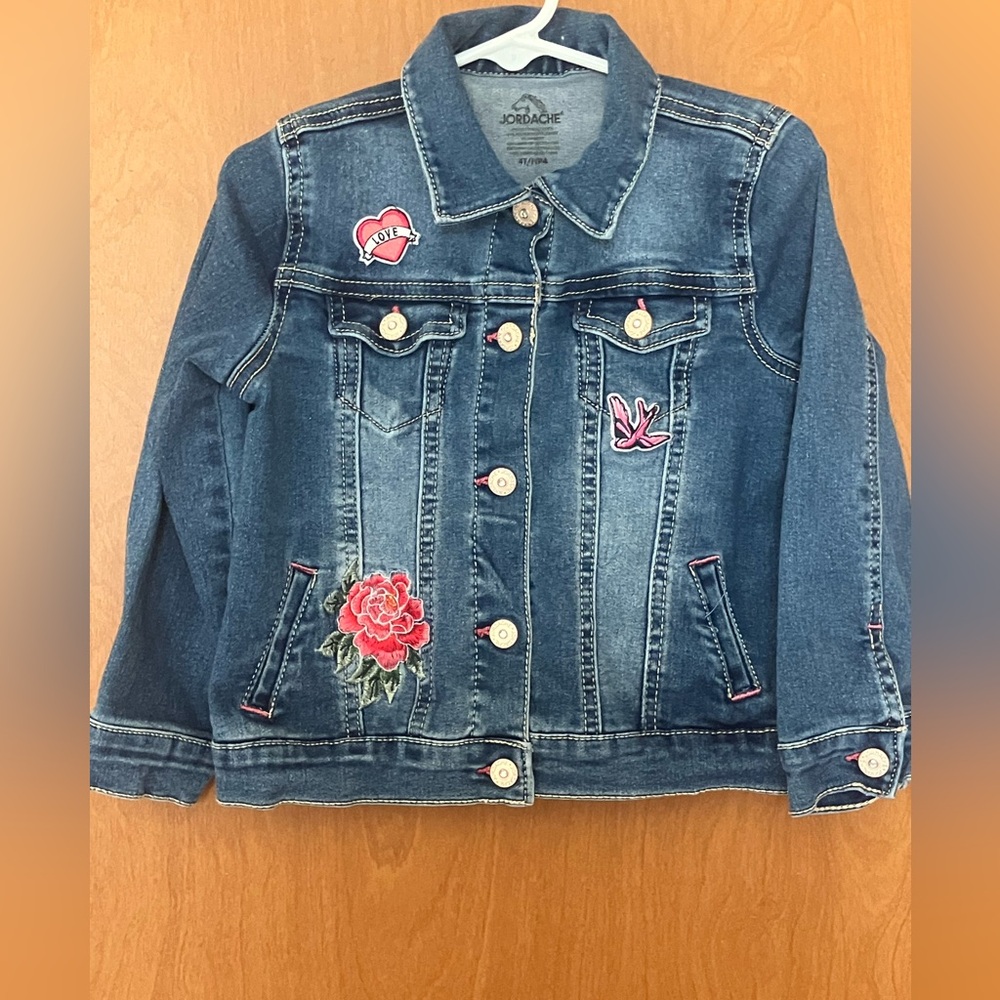 Jordache Girl's Blue Denim Embroidered Jean Jacket Size 4 Toddler